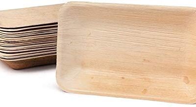 RudraEco Areca Palm Leaf Rectangular Tableware Biodegradable Party Deep Plates (9 By 6 Inch) - Set of 50 - 2