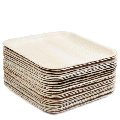 RudraEco-Export-Quality-Areca-Palm-Leaf-Square-Shallow-Plates-Biodegradable-Disposable-8-Inch-Set-of-40-4