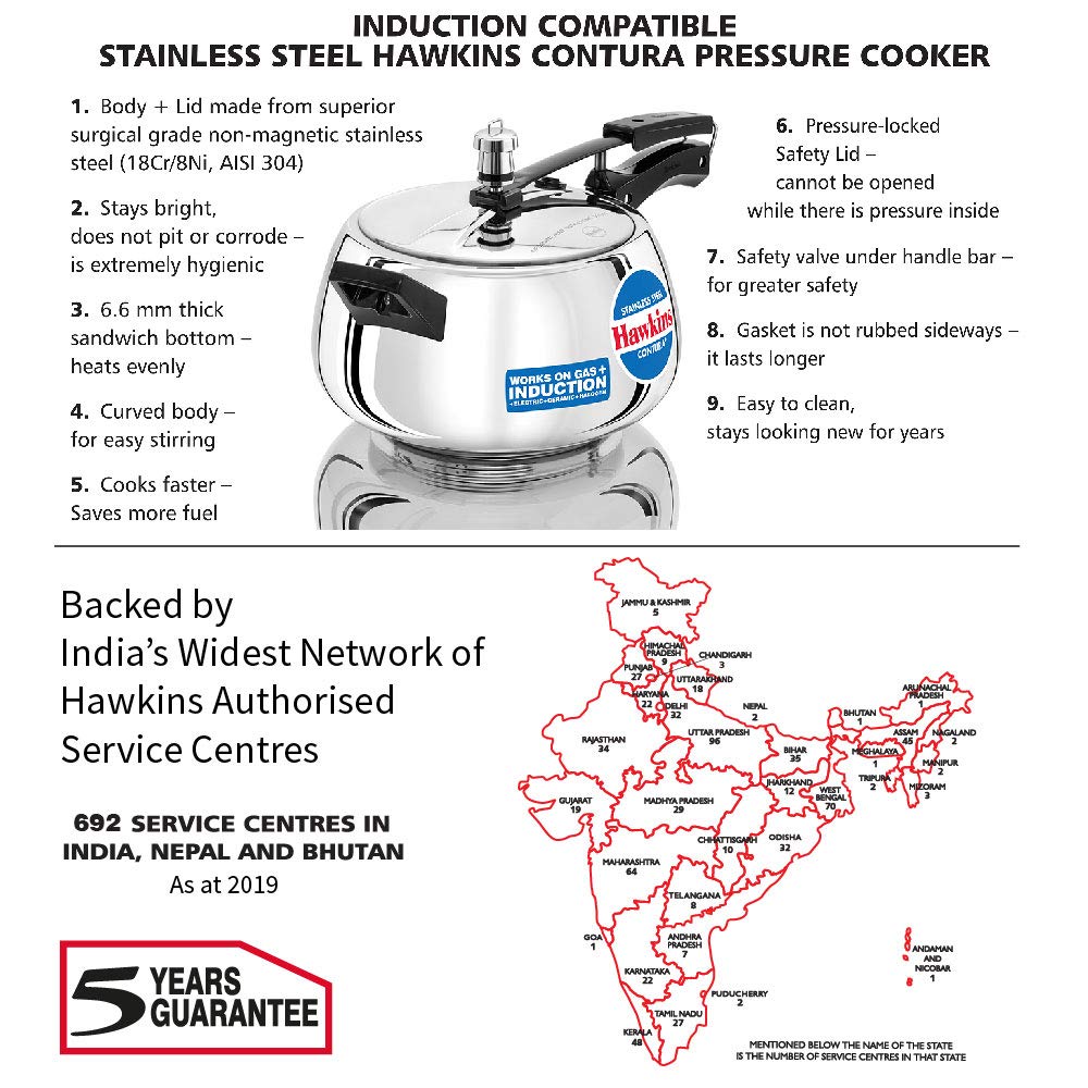Hawkins 5l stainless steel pressure cooker best sale